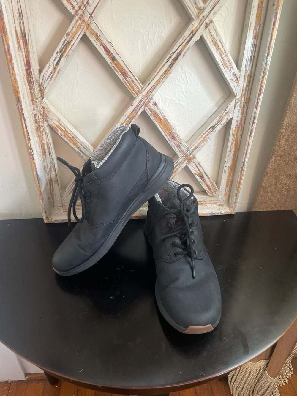 Reef Rover Mid LS Black Leather Fleece Lined Boots Men's Size 9